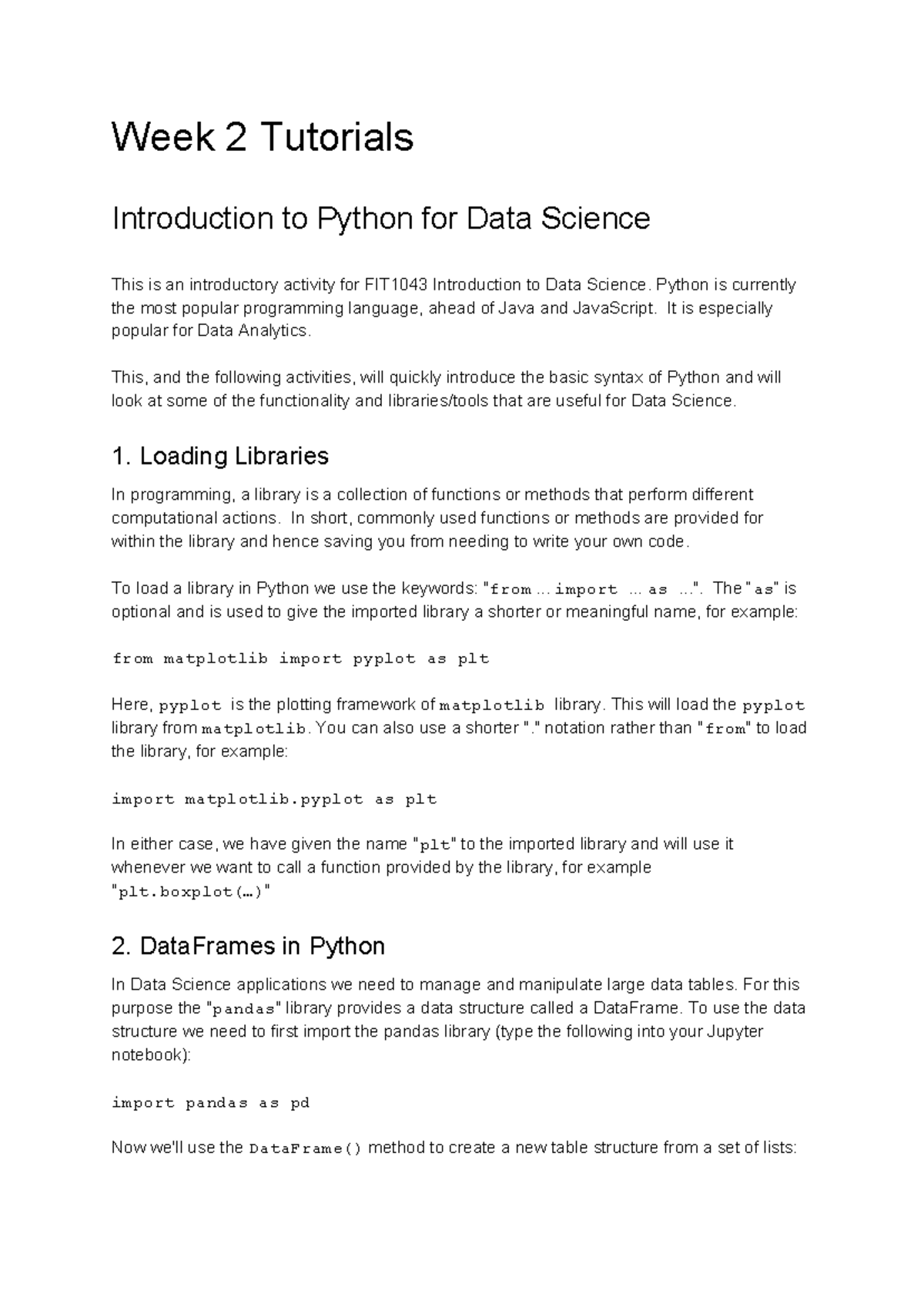 Week 2 Laboratory Activity - Week 2 Tutorials Introduction to Python ...
