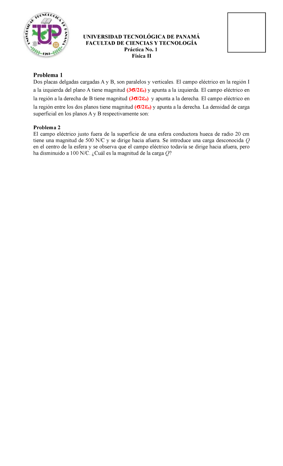 Practica No F Sica Ii S Universidad Tecnol Gica De Panam Facultad De Ciencias Y