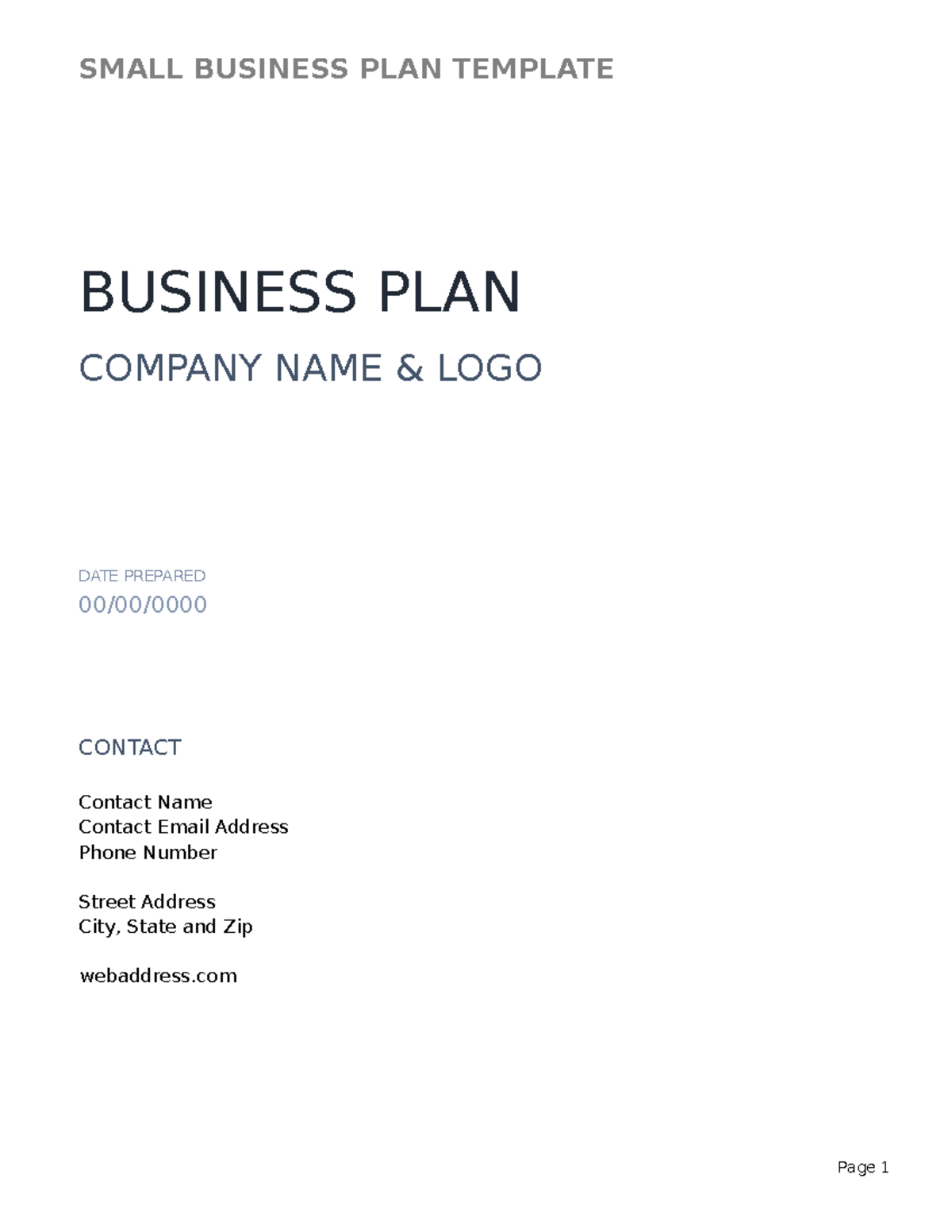 Business PLAN Template- Edited by Hidayah - SMALL BUSINESS PLAN ...