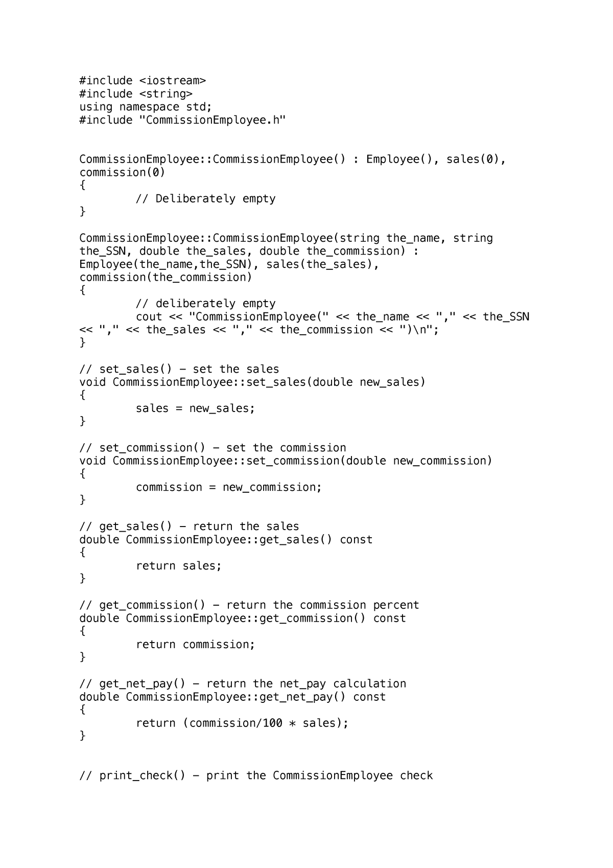 Commission Employee CPP - EmployeeHierarchy Lab - #include #include ...