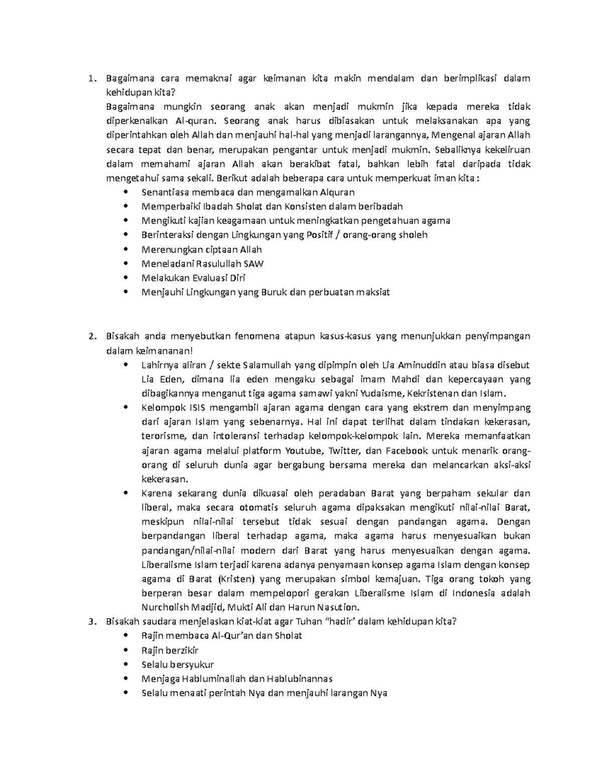 Diskusi Agama 1 ok jajajaja Bagaimana cara memaknai agar keimanan