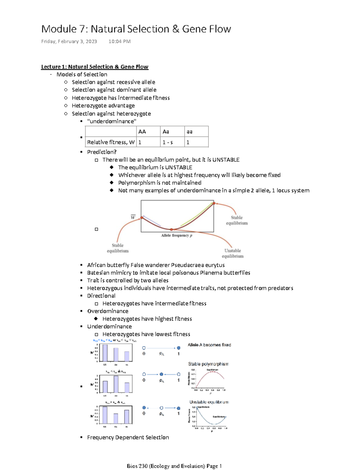 Bios 230 Ecology And Evolution Module 7 Lecture 1 Natural Selection Gene Flow Models Of Bios 230 Ecology And Evolution Module 7 Lecture 1 Natural Selection Gene Flow Models Of