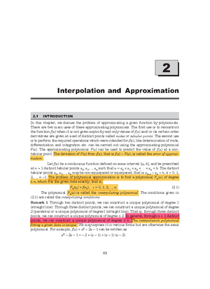 Numerical Methods 2- INTERPOLATION AND APPROXIMATION - 2 INTRODUCTION ...