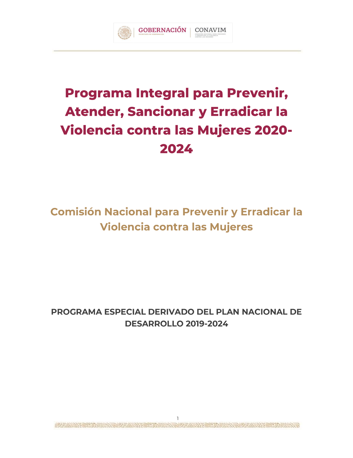 Programa Integral Para Prevenir Atender Sancionar Y Erradicar La Violencia Contra Las Mujeres 8392