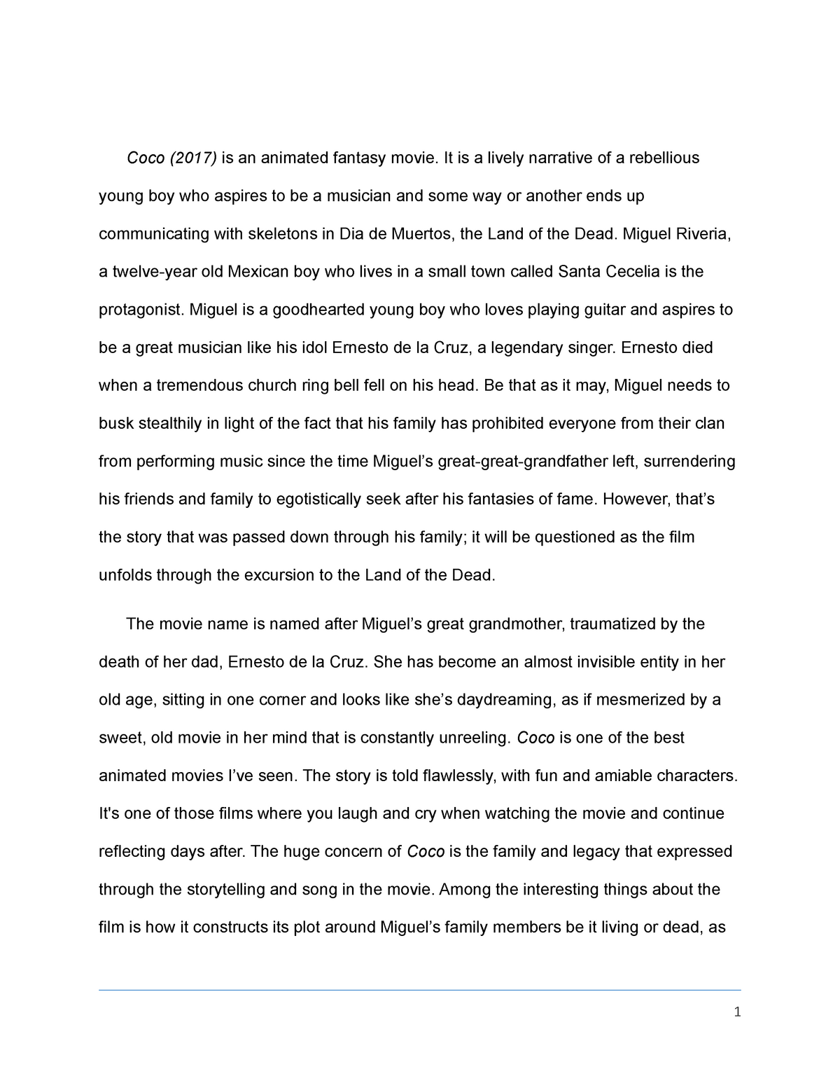Movie review essay example