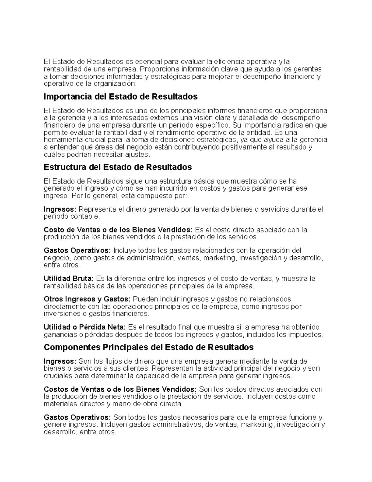 Estado De Resultado Unidad 2 Actividad 3 Contabilidad Cuatro