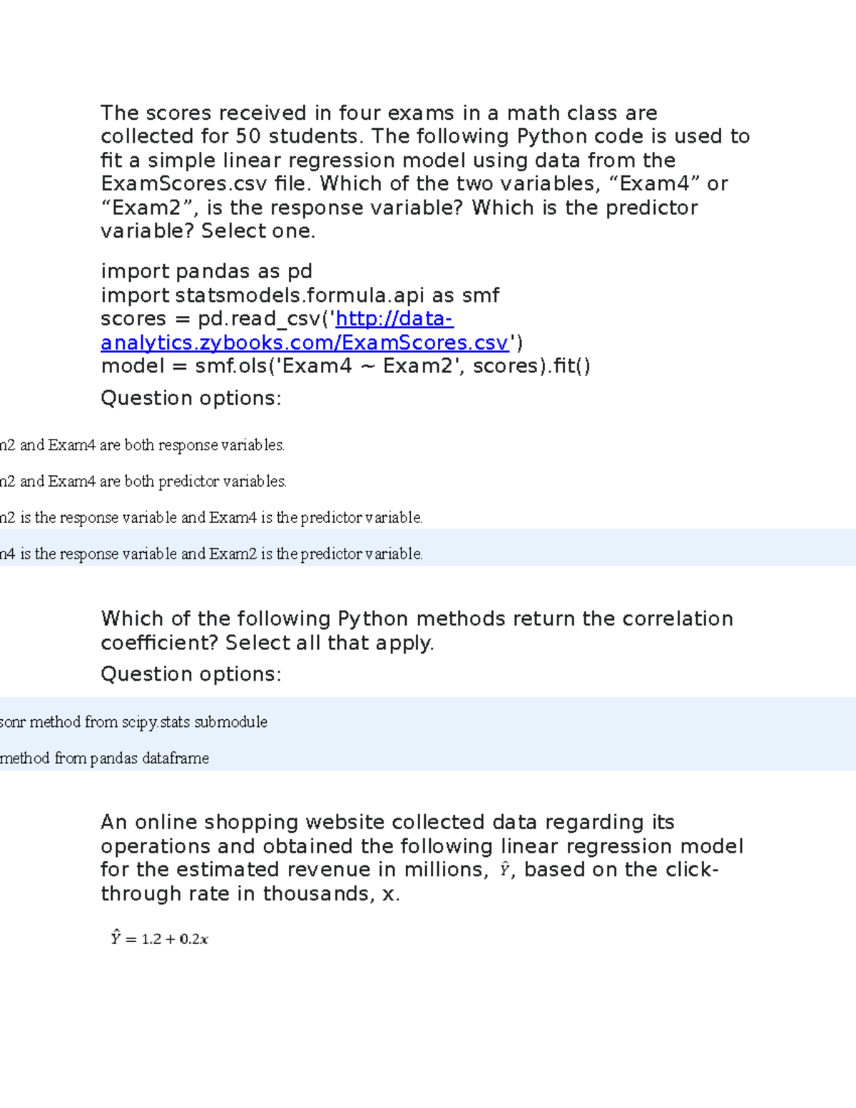 Math 243 QUiz 5 4 - Math 243 Quiz #5-4 - The Scores Received In Four ...