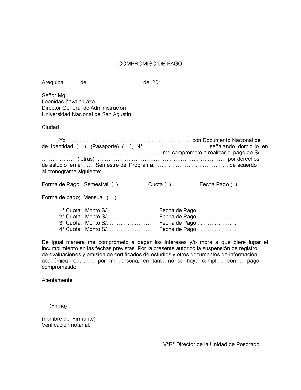 Compromiso De Pago Contrato Compromiso De Pago Arequipa De Del 201 2468