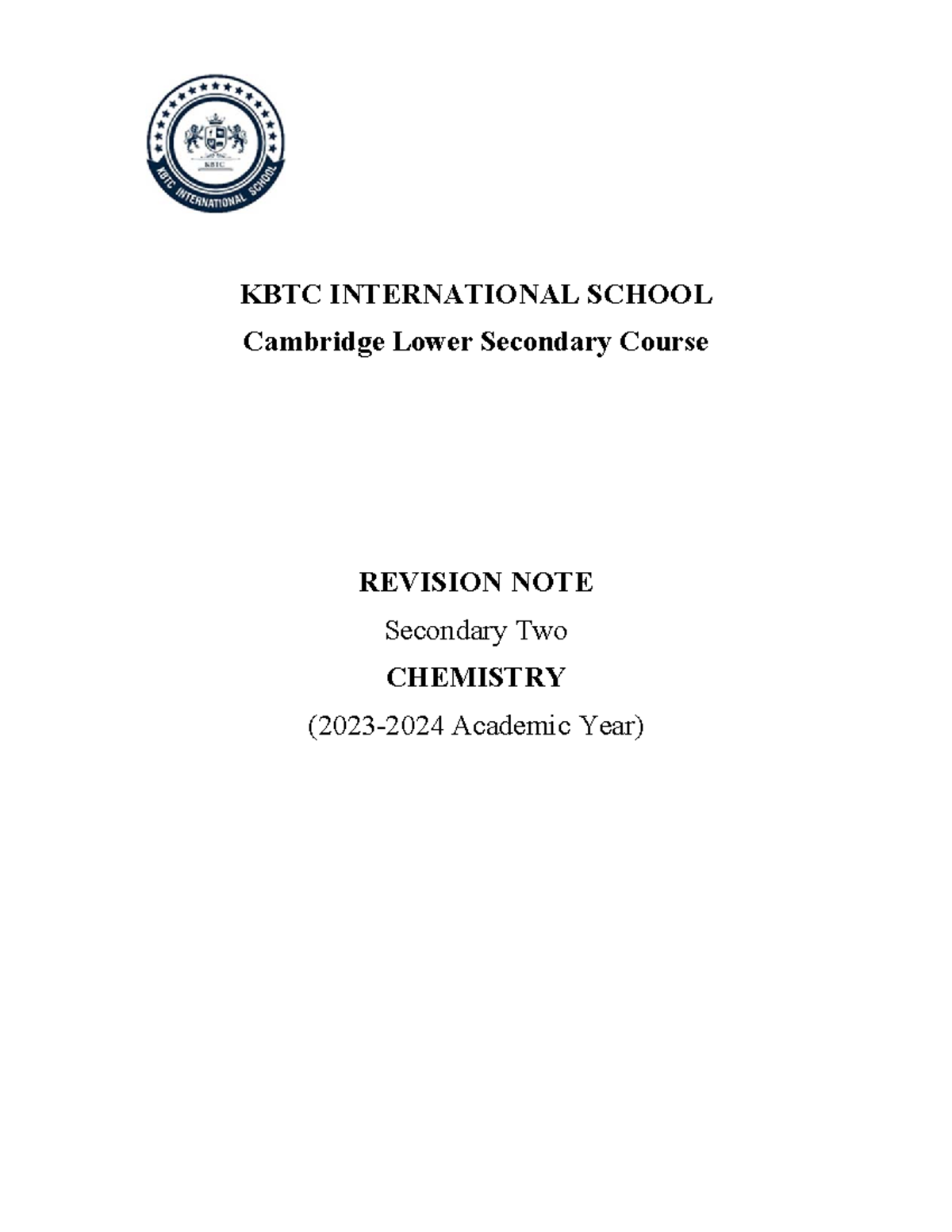S2 Revision note pdf - KBTC INTERNATIONAL SCHOOL Cambridge Lower ...