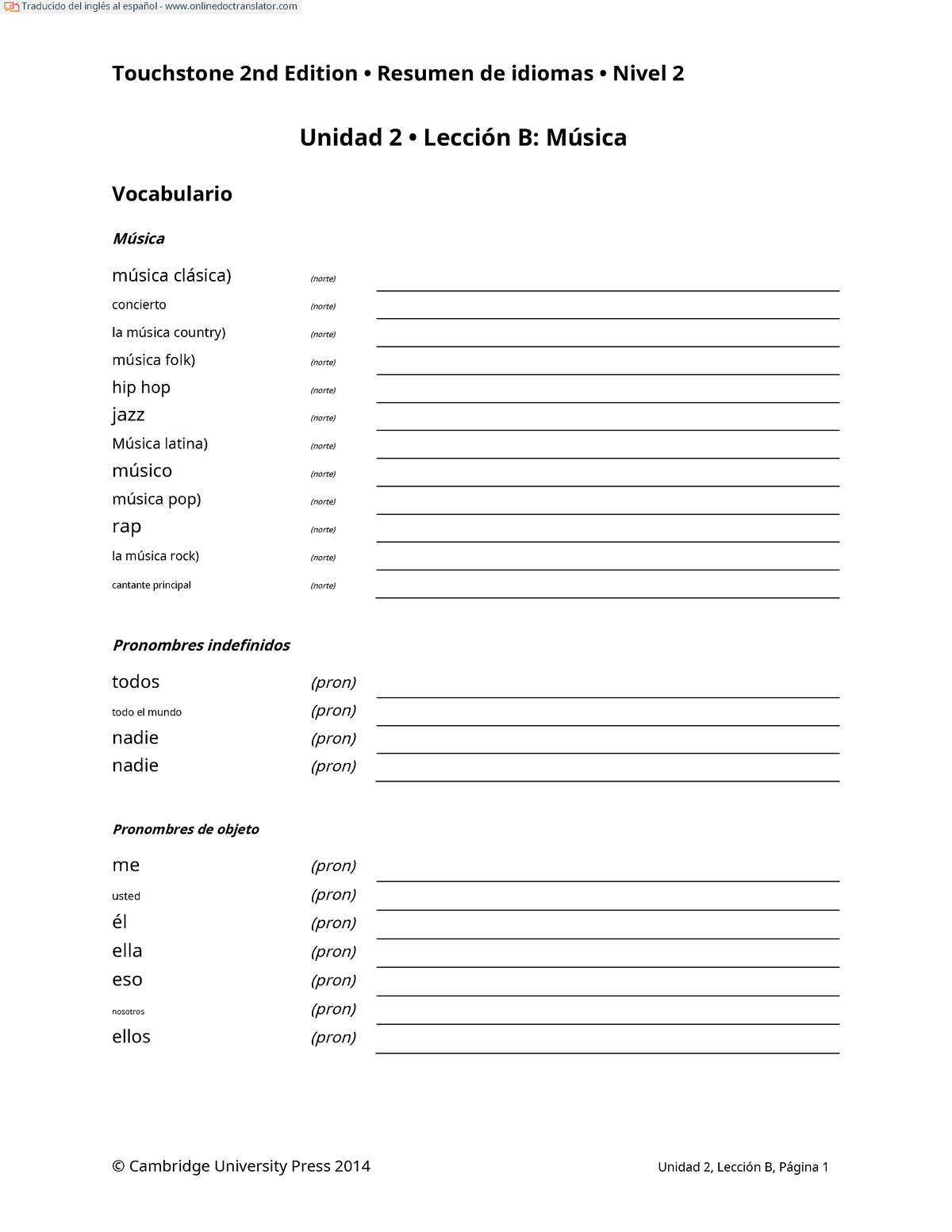 Lesson B Unit 2 2.1 - Estudio - Touchstone 2nd Edition " Resumen De ...