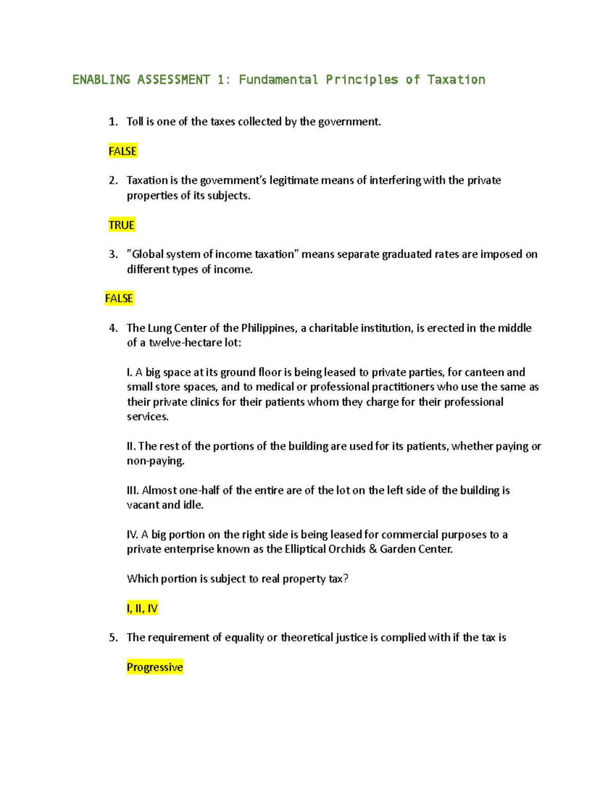 Tax-reviewer - tax reviewer - ENABLING ASSESSMENT 1: Fundamental ...