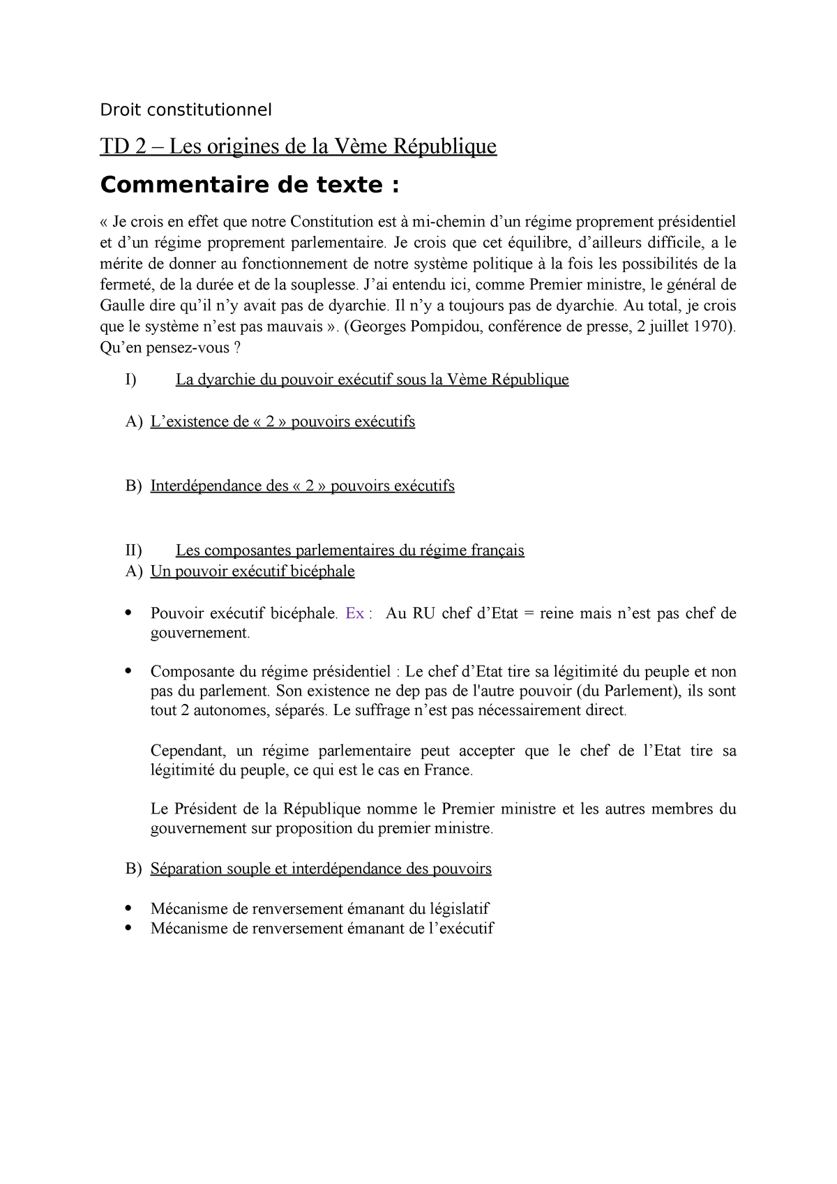 exemple commentaire de texte droit constitutionnel