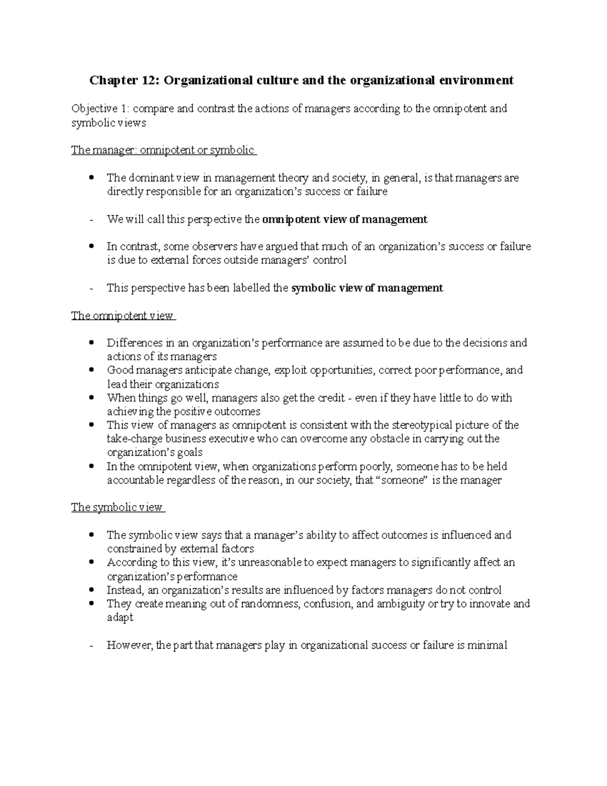 MGM102 Chapter 12 Organizational culture and the organizational ...