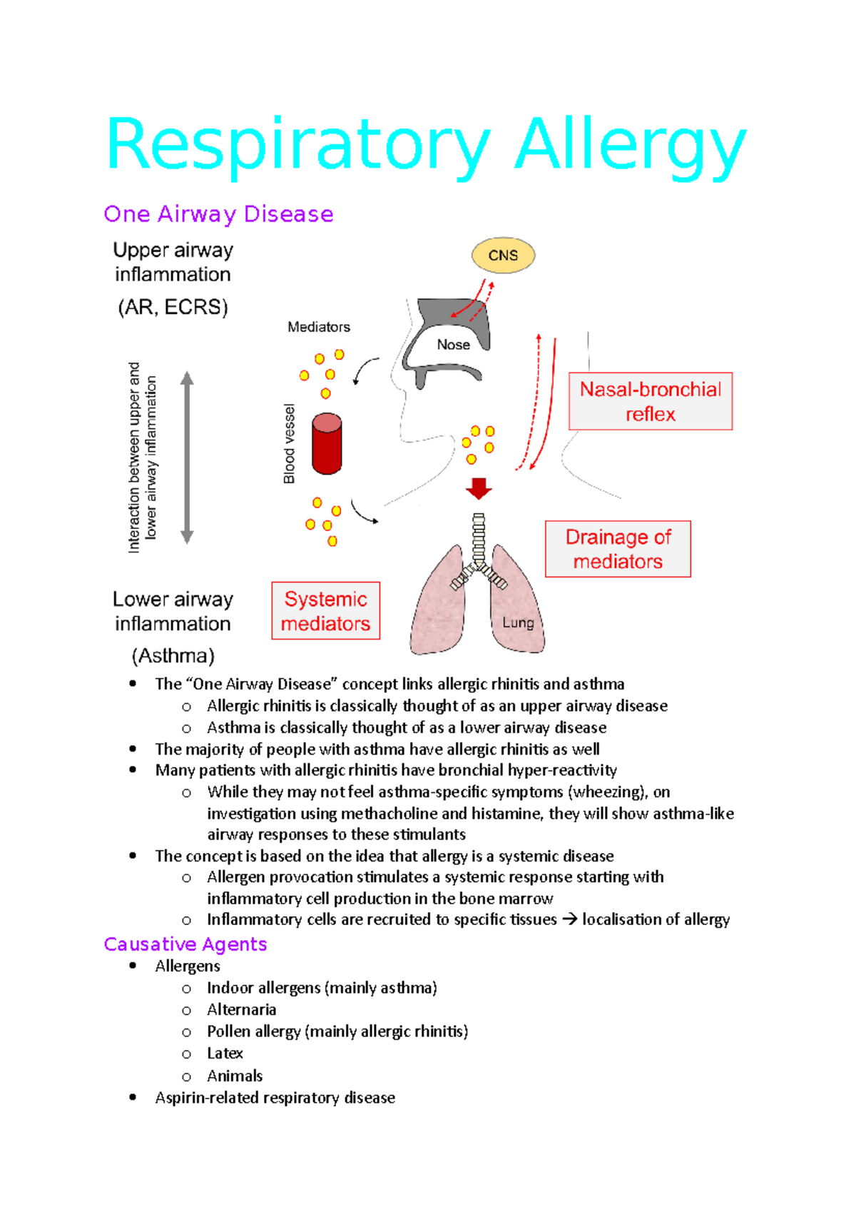 Respiratory Allergy Medicine Notes Respiratory Allergy One Airway