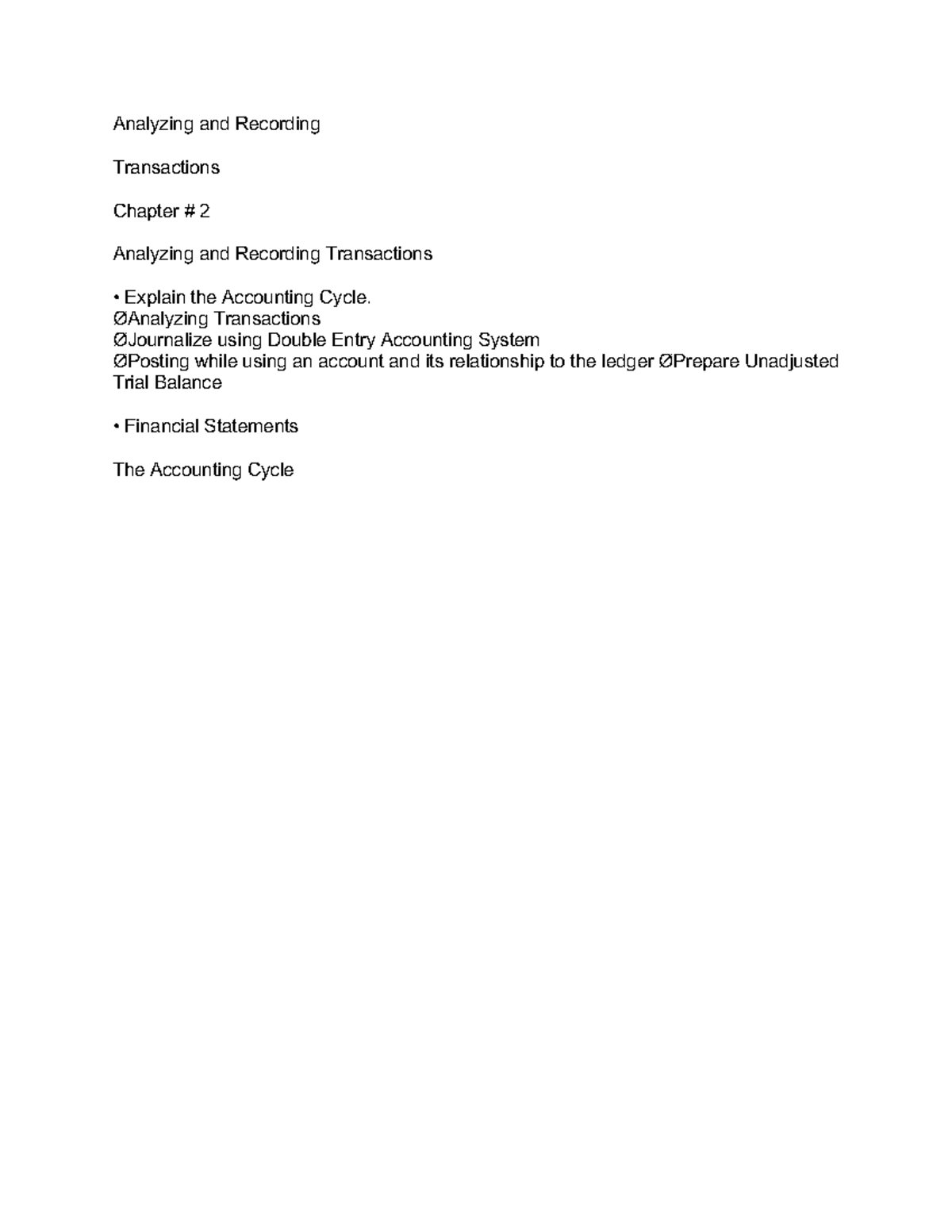 Analyzing and Recording Accounting BACC 200 Humber College Studocu