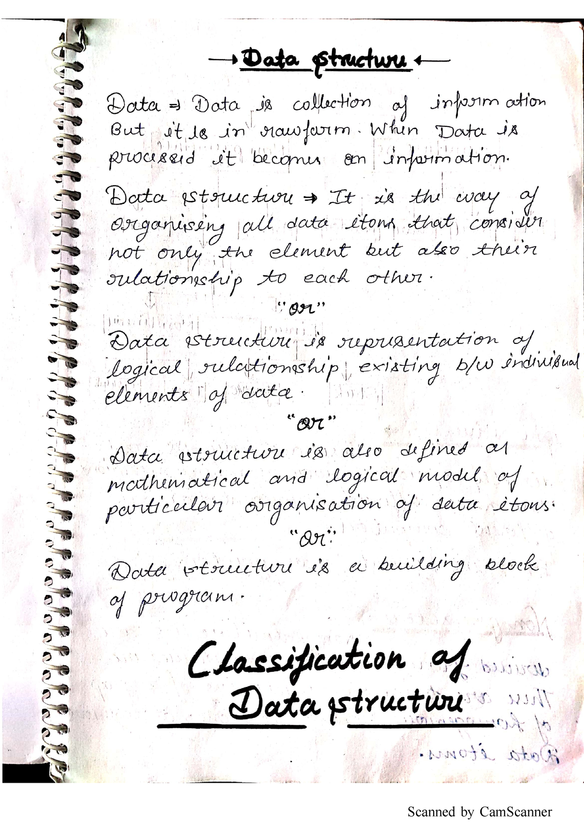 Data Structures Notes Unit 1 - B.tech - Scanned By CamScanner - Studocu