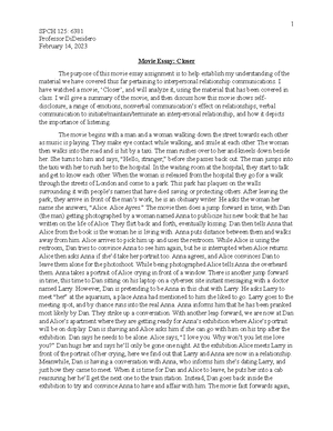 Assignment 2 - Movie Essay - Movie essay 