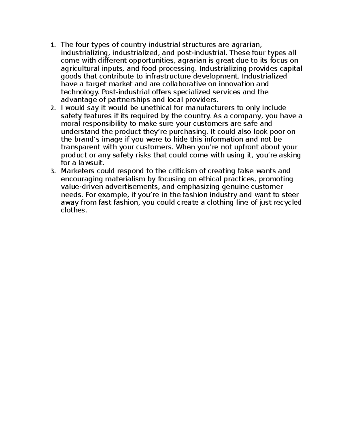 The four types of country industrial structures are agrarian - The four ...