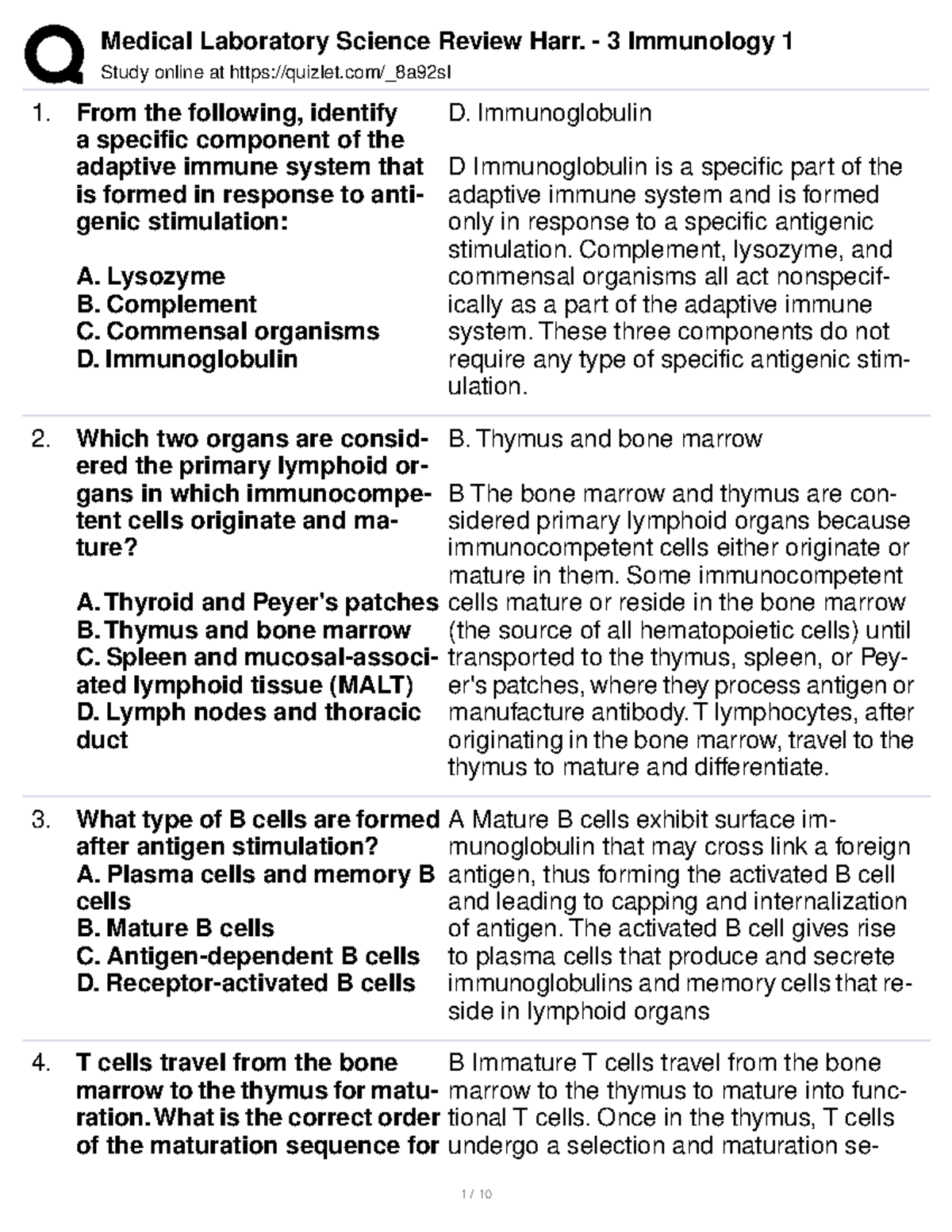 Medical Laboratory Science Review Harr. 3 Immunology 1 Study online