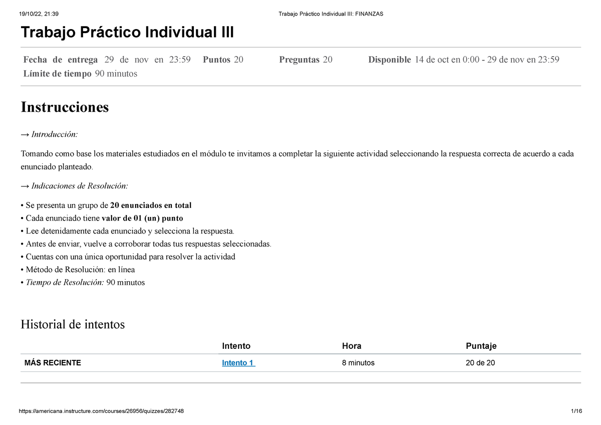 Trabajo Pr Ctico Individual III Finanzas - Trabajo Práctico Individual ...