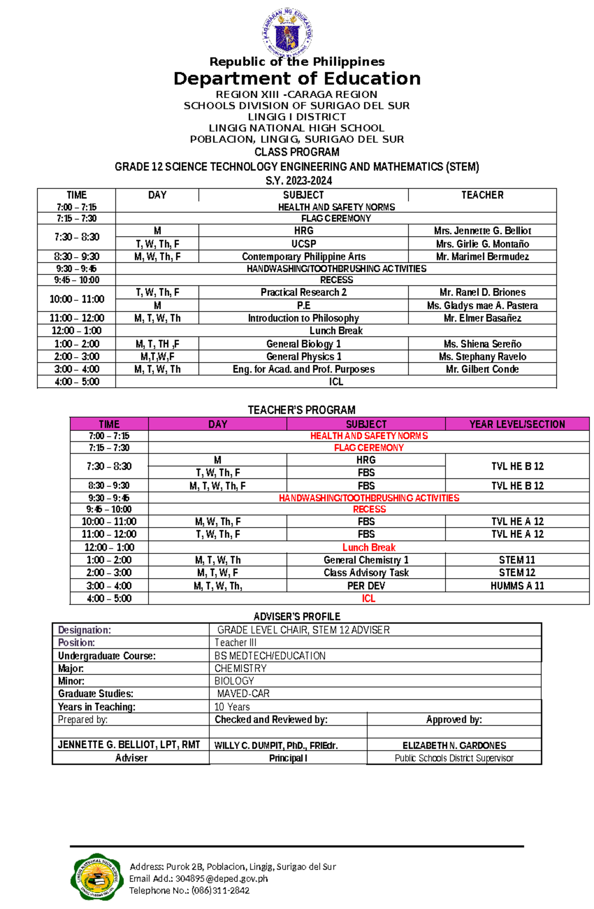 Class- Program-G12 STEM SY-2022-2023 - Republic of the Philippines ...