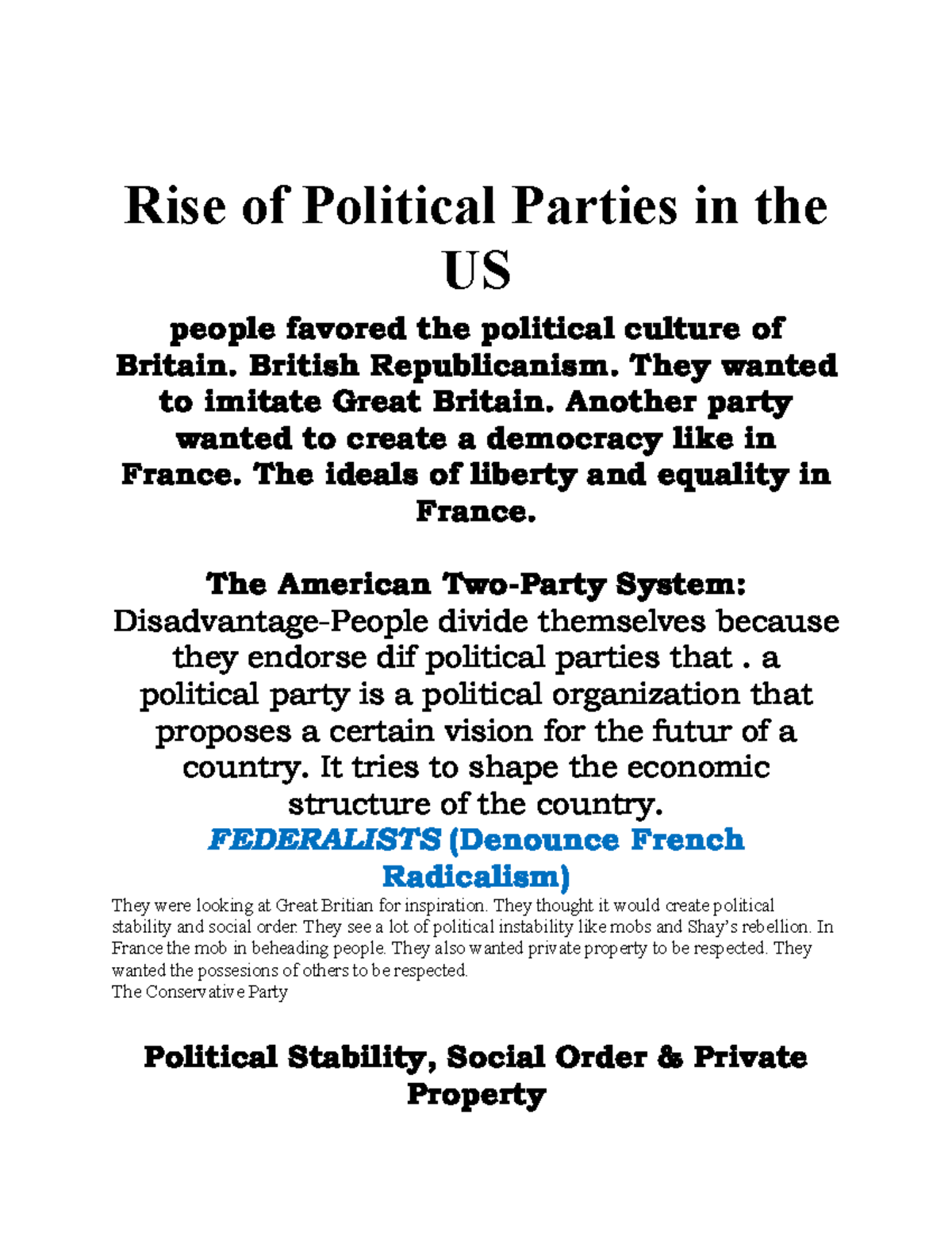 political parties in the us essay