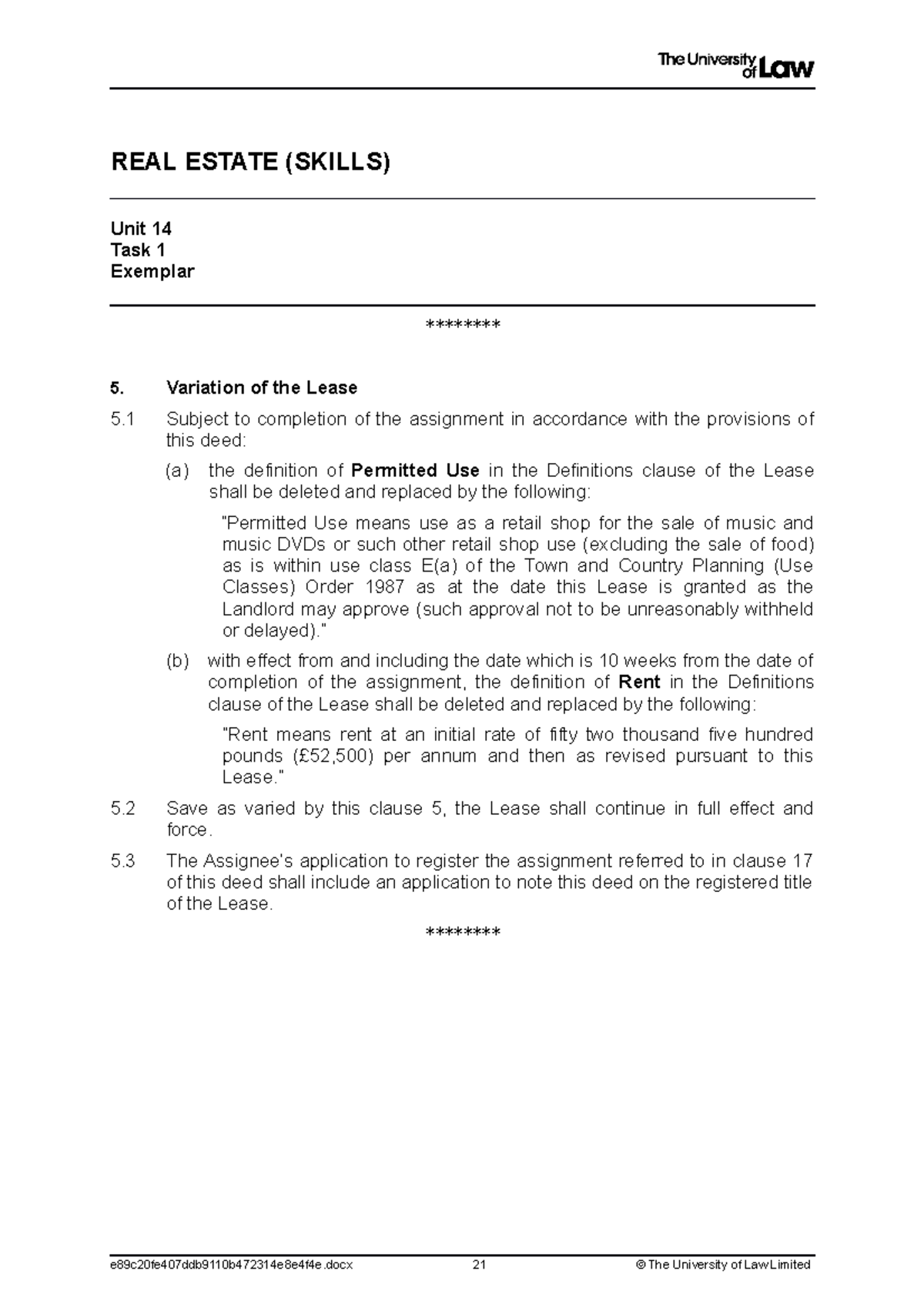 Task 1 notes REAL ESTATE (SKILLS) Unit 14 Task 1 Exemplar