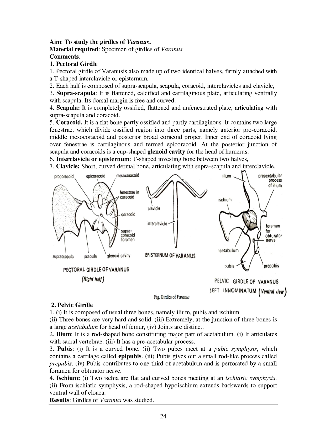 To study the girdles of Varanus experimental biology - 24 Aim: To study the  girdles of Varanus. - Studocu