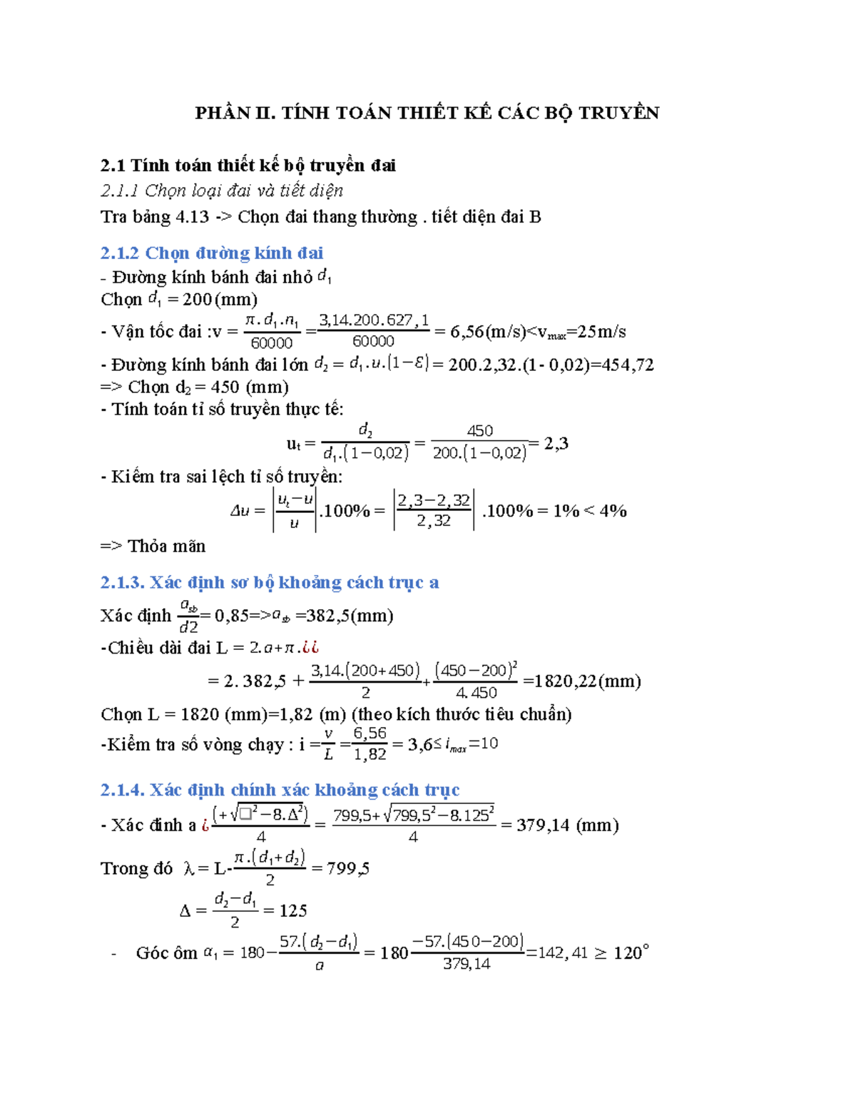 Phung Van HoanĐ Acstkm PHẦN II. TÍNH TOÁN THIẾT KẾ CÁC BỘ TRUYỀN 2