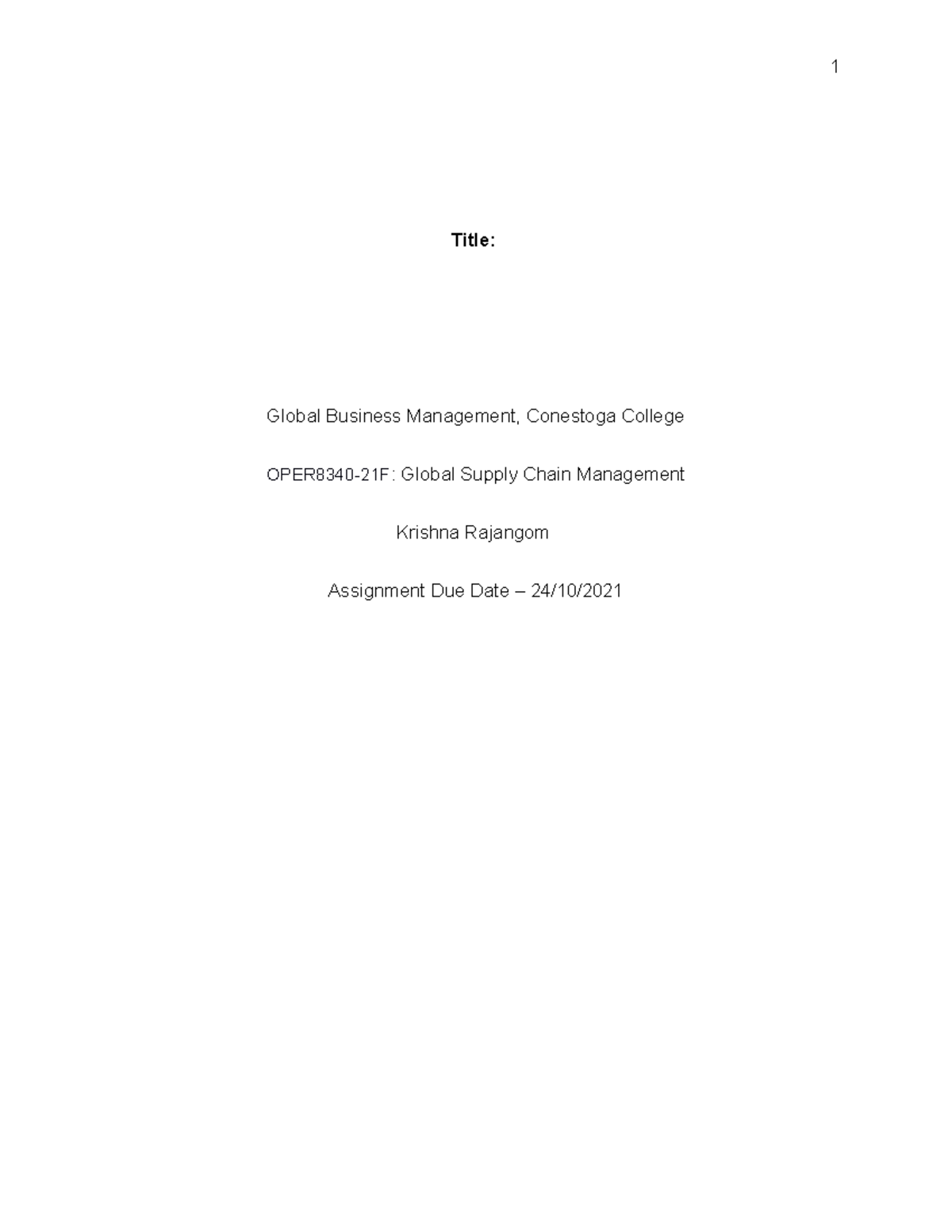 Term project - assignment - 1 Title: Global Business Management ...