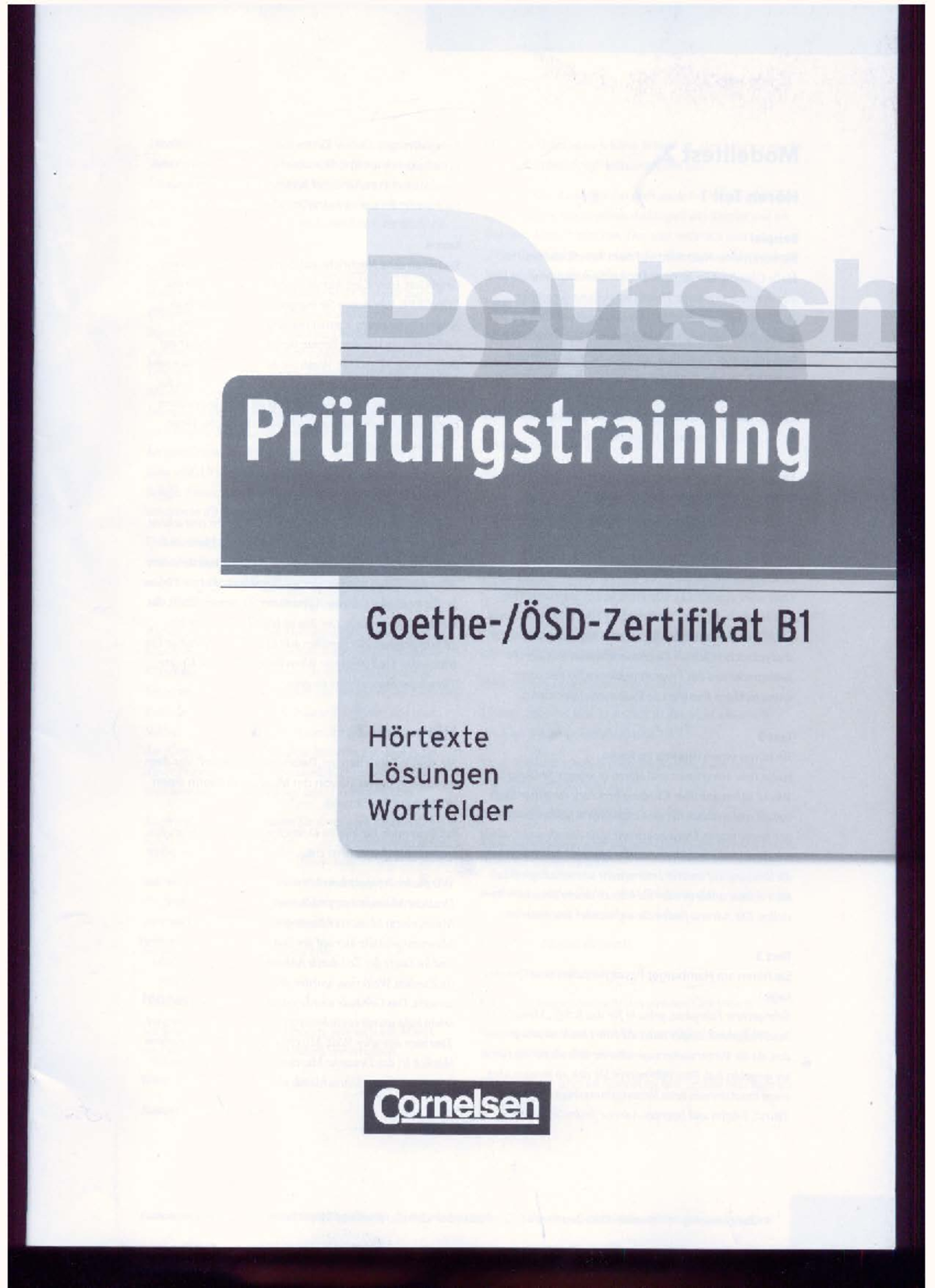 Lösungen Cornelsen Prüfungstraining Goethe, ÖSD B1 - Goethe-/ÖSD
