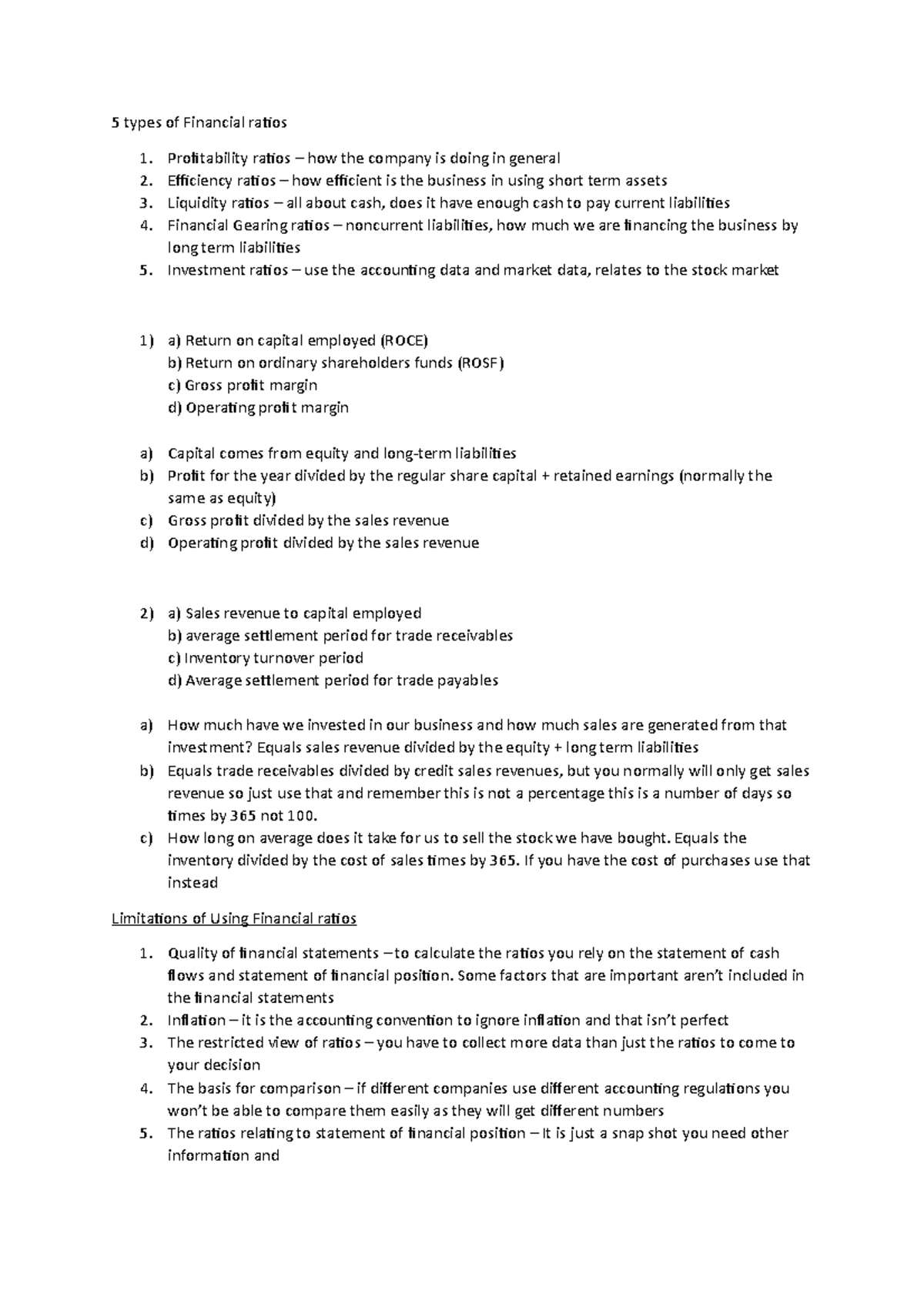 Tutorial 4 notes - 5 types of Financial ratios Profitability ratios ...