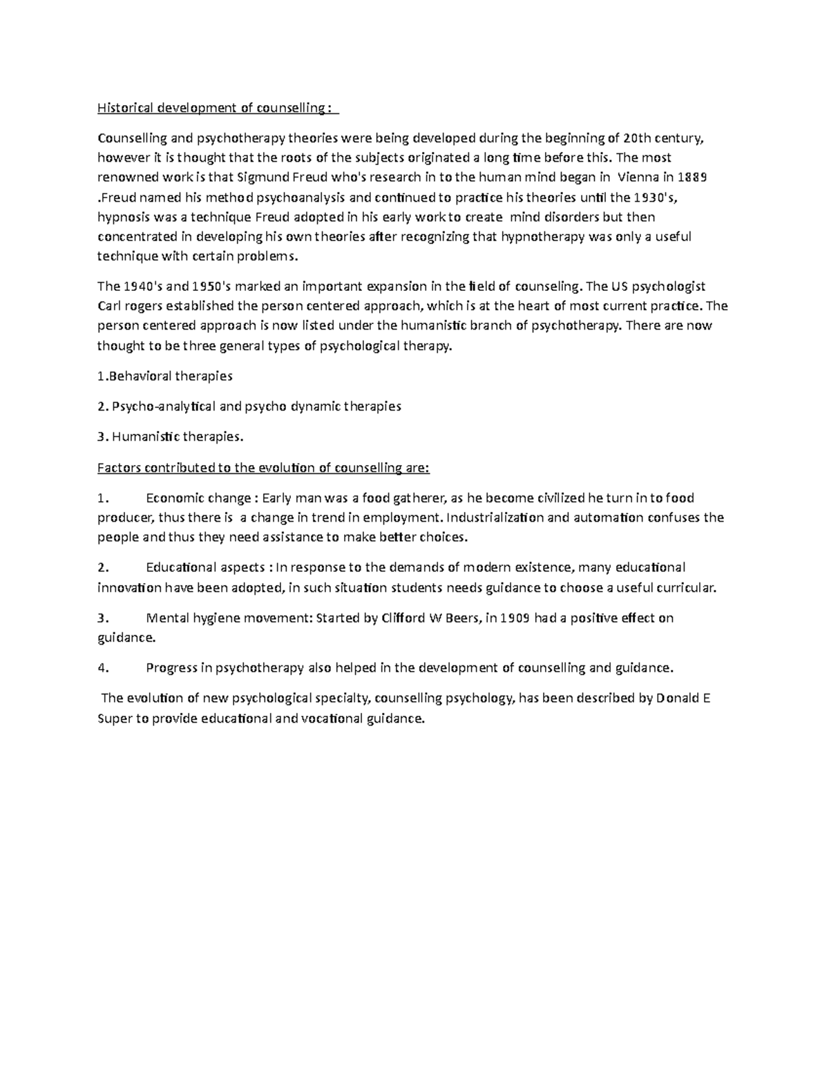 Counseling Notes Part Three Historical Development Of Counselling Counseling Notes Part Three Historical Development Of Counselling