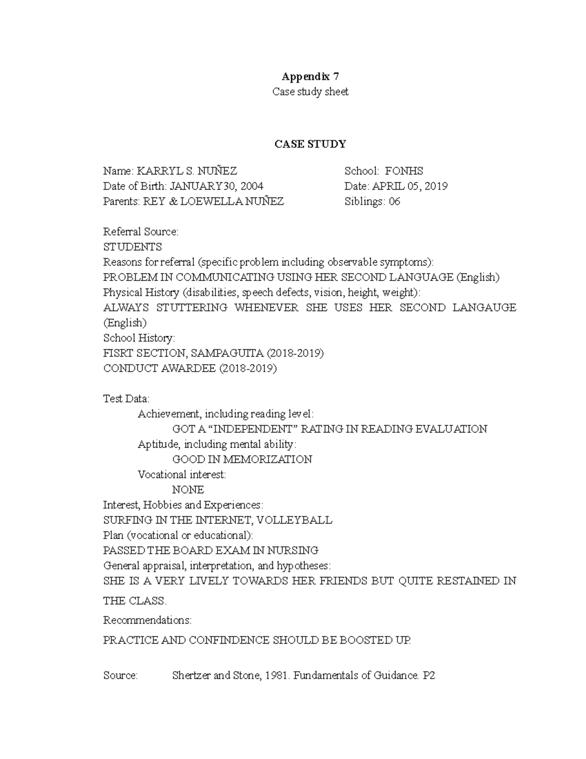7-Case-Study - Sample format of Research - Appendix 7 Case study sheet ...
