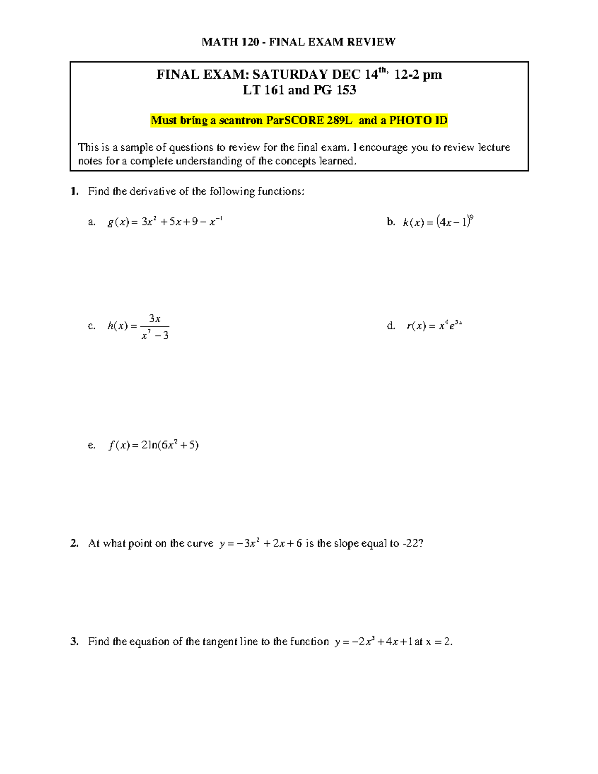 ma 120 final exam essay project