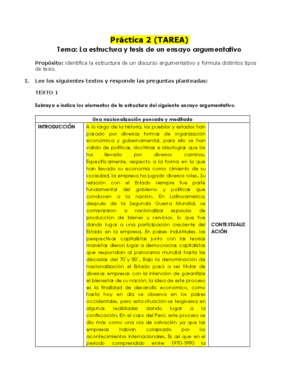 Práctica 2 ( Tarea) - Esta Bueno - Práctica 2 (TAREA) Tema: La ...