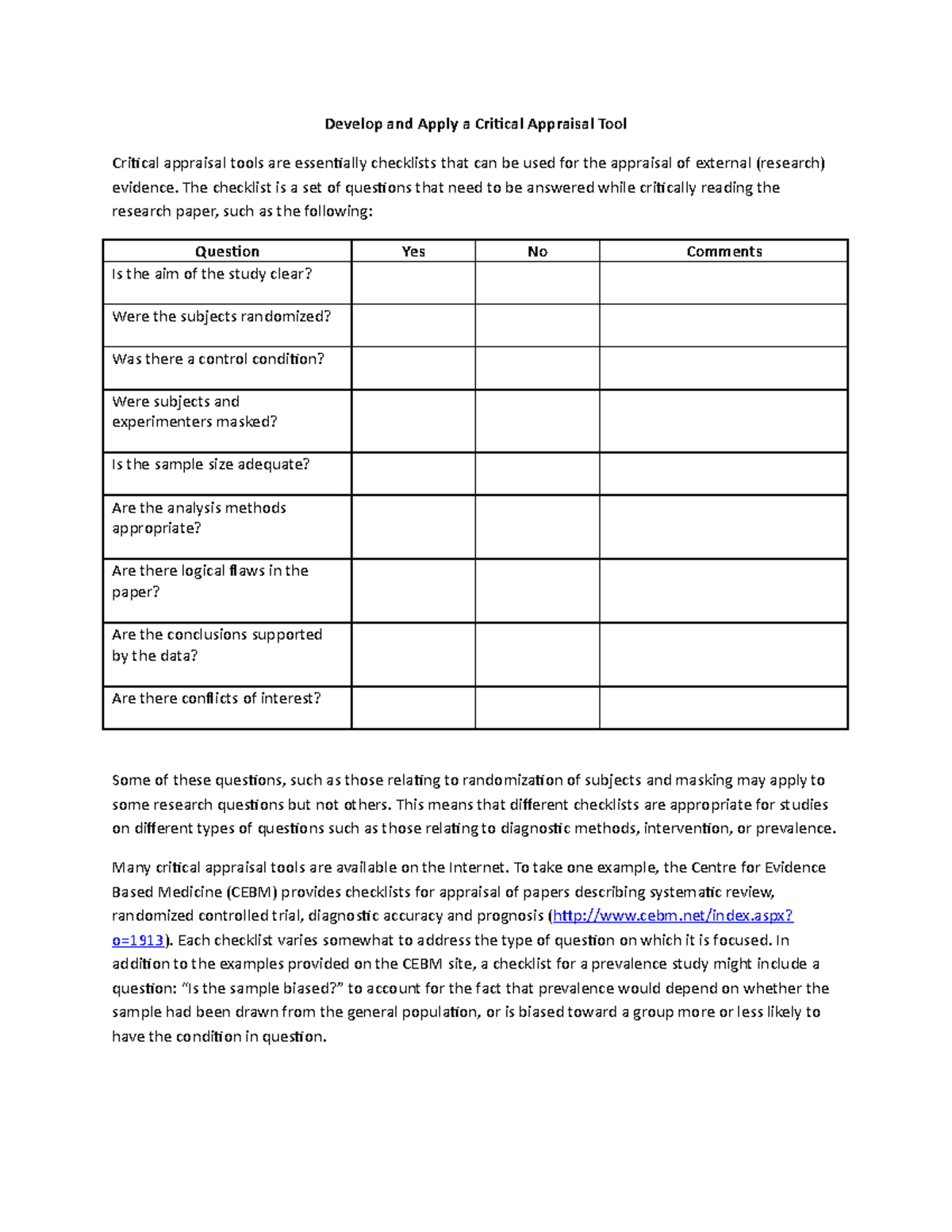 critical-appraisal-tool-2-develop-and-apply-a-critical-appraisal-tool