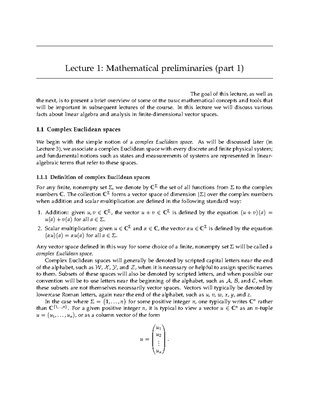 Lecture 1: Mathematical preliminaries (part 1) - CS 820 Theory of ...