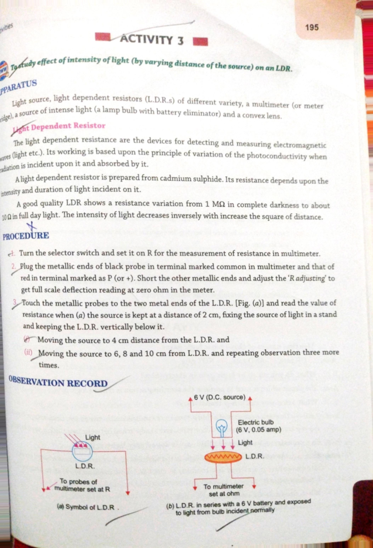 Phy activities - •ttes 195 GEƒCTIVITY 3 effect of intensity of light ...