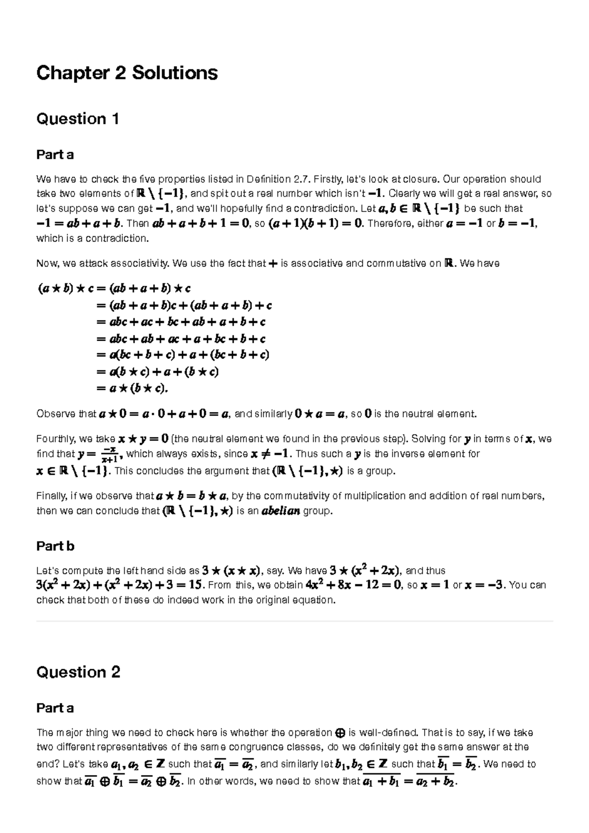 Chapter 2 Exercises - PDF - Chapter 2 Solutions Question 1 Part A We ...