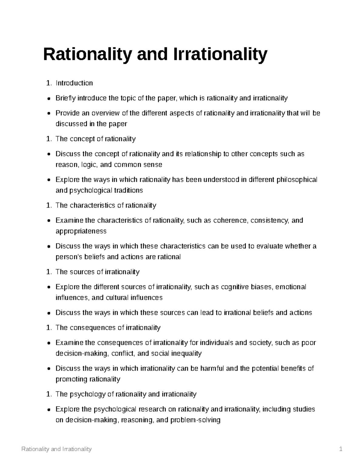 Rationality and Irrationality - Studocu