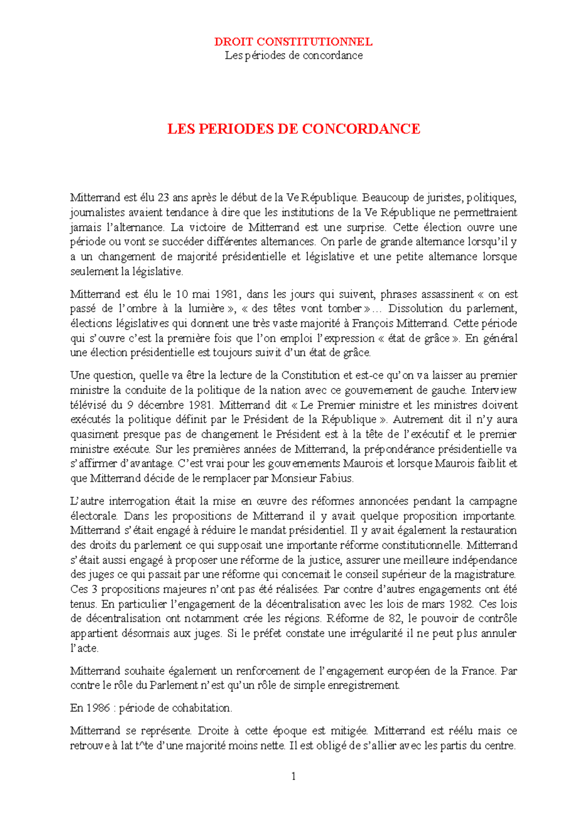 Chapitre Viii Periode De Concordance Droit Constitutionnel Les Periodes De Concordance Les Studocu