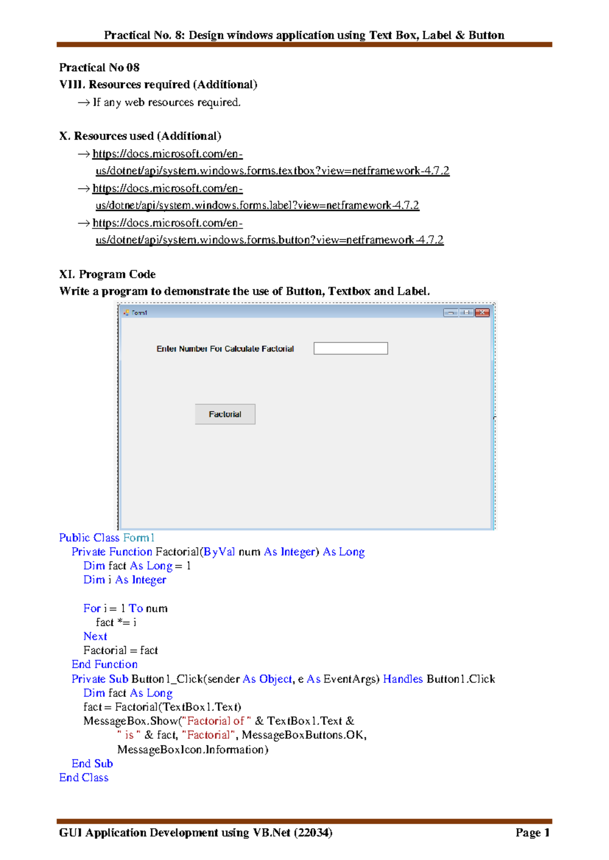 Practical-no 08 - Copy - Practical No 08 VIII. Resources required ...