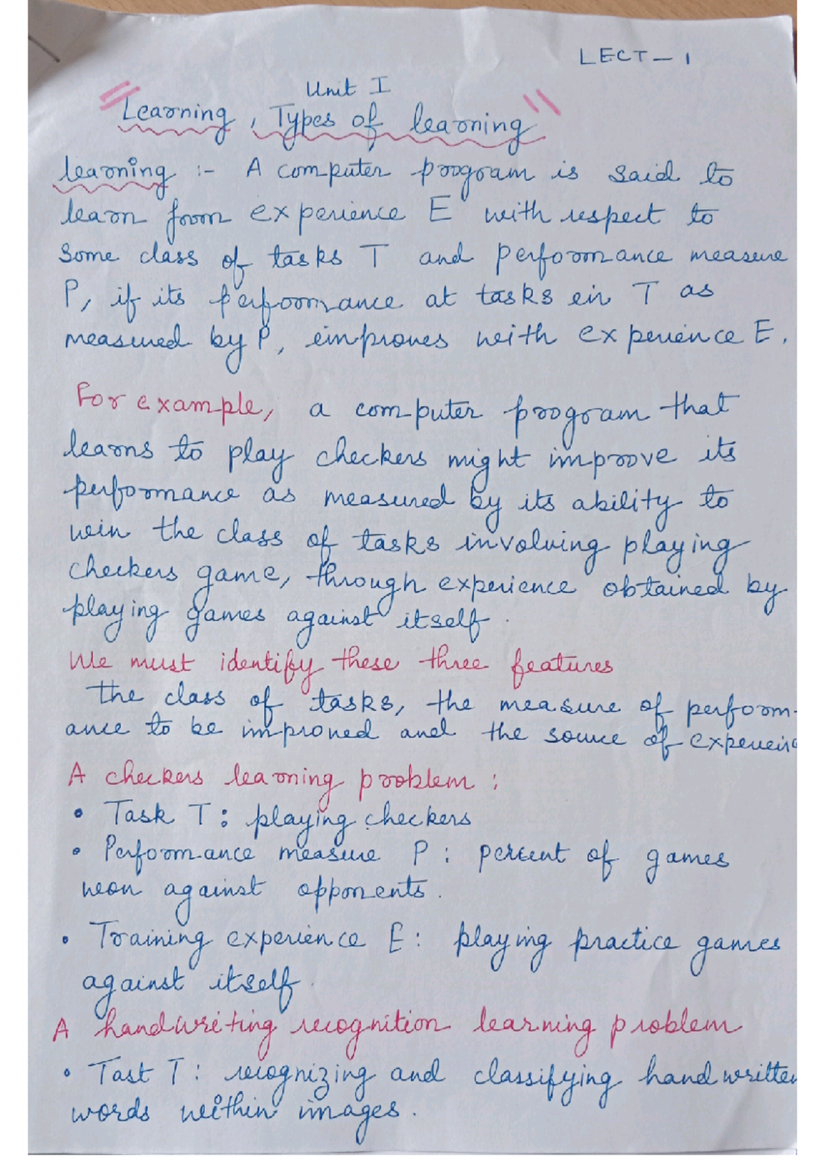 MLT UNIT 1 (1st Half) - Machine learning - LECT. I Unit I Learning ...