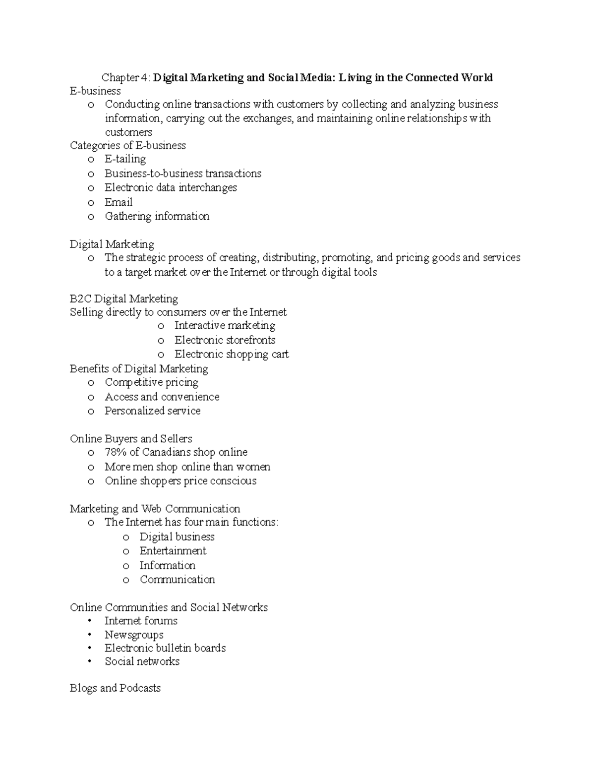 Chapter 4 notes - Chapter 4: Digital Marketing and Social Media: Living ...