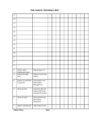 OTP1 Practicum Worksheet Week 2 Documenting an occupational profile ...