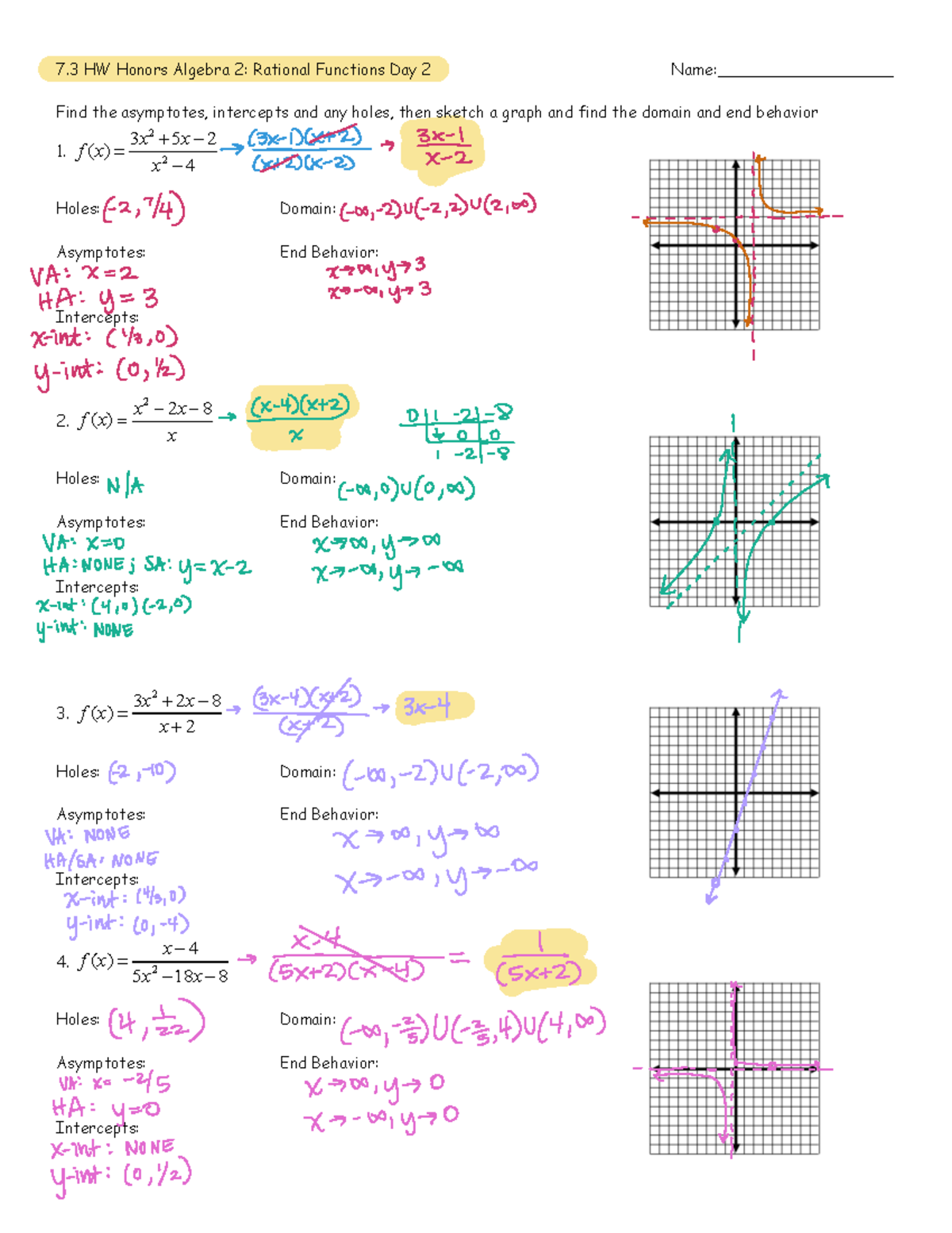 5.3 Practice Rationals Day 2 - 7 HW Honors Algebra 2: Rational ...