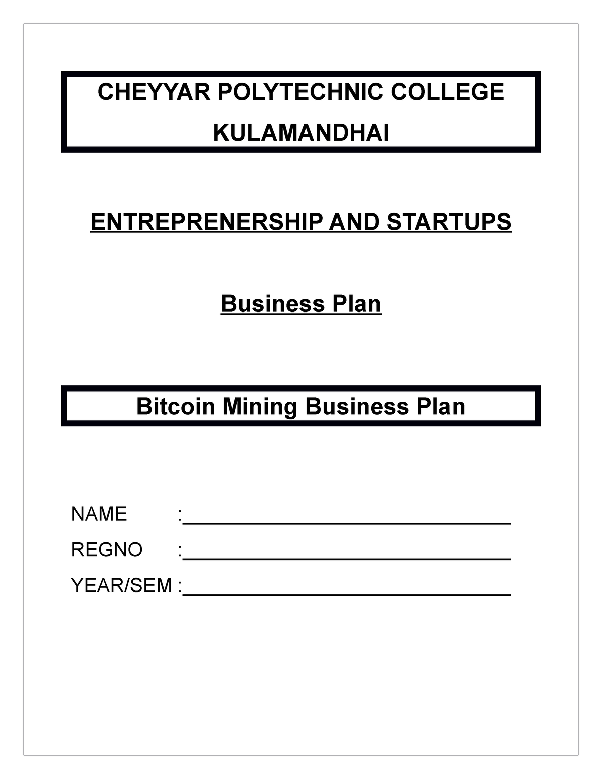 bitcoin mining business plan sample
