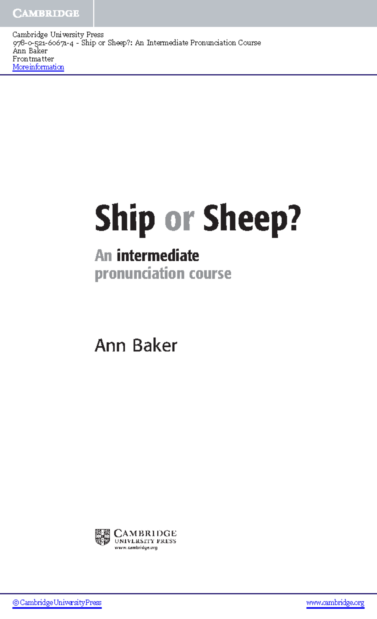 Ship or sheep - Ship or Sheep? An intermediate pronunciation course Ann ...