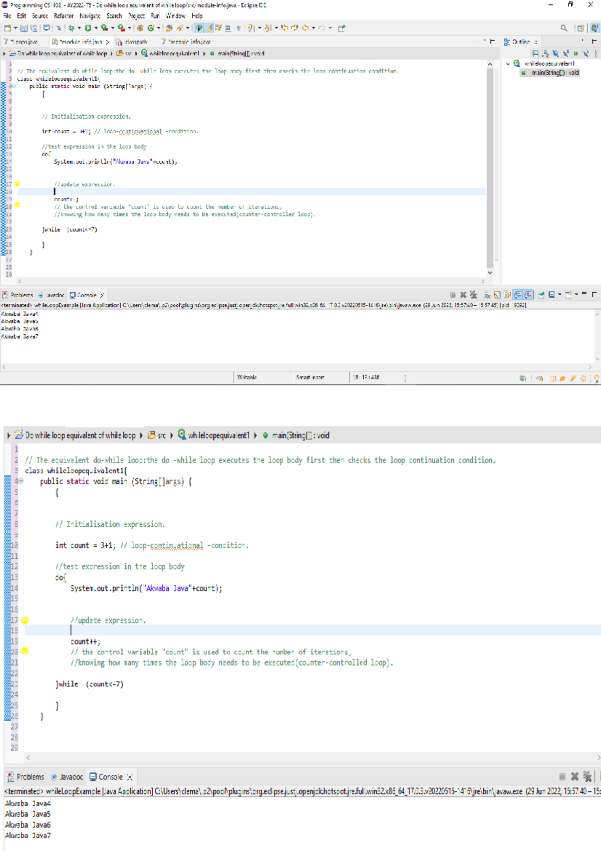 Do while loop equivalent of while loop - CS1102 - Studocu